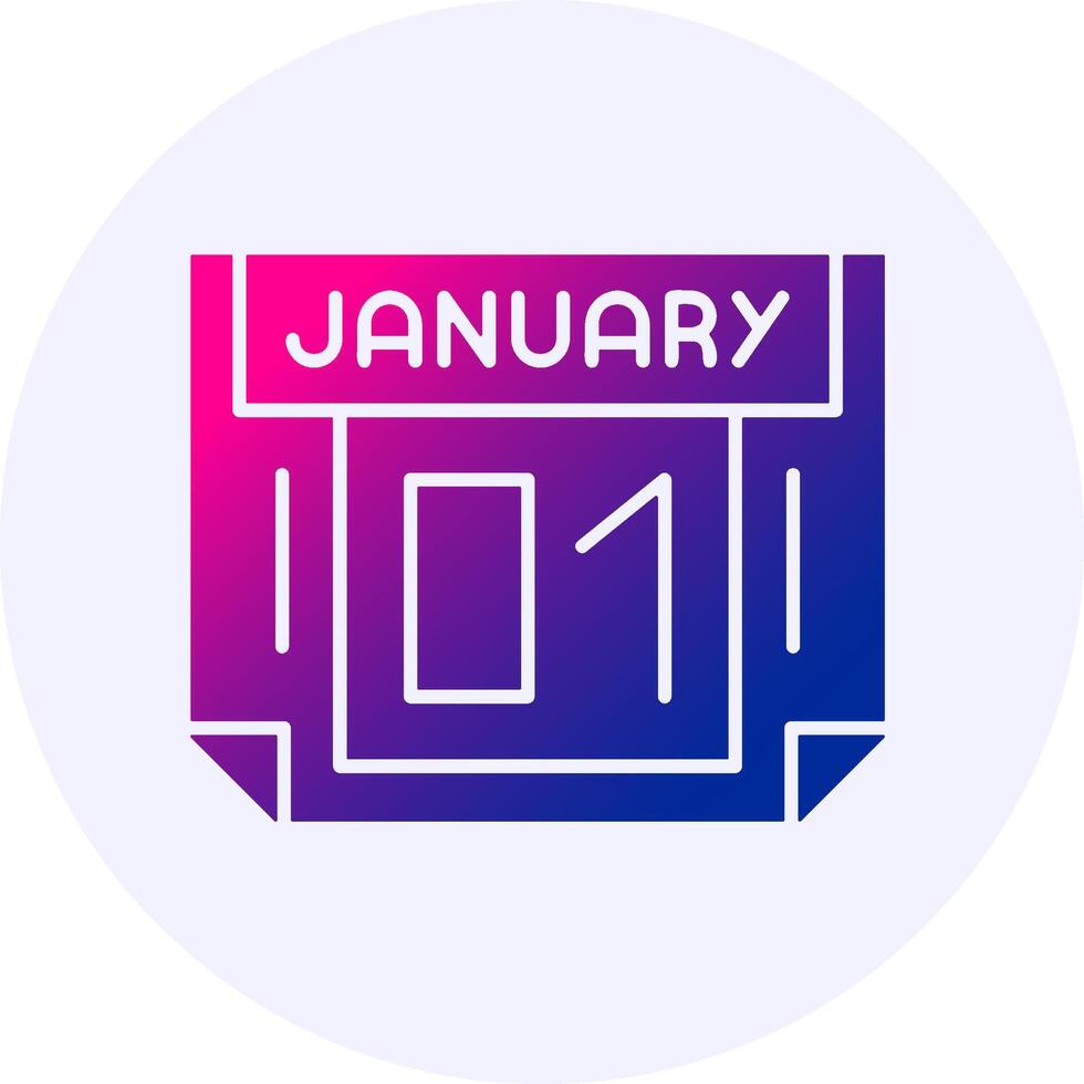 1 January Icon Minimal Gradient Style vector