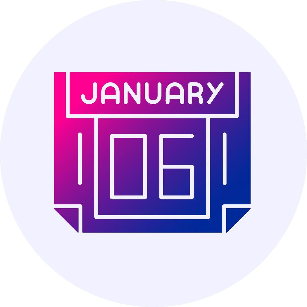 6 January Icon Minimal Gradient Style vector