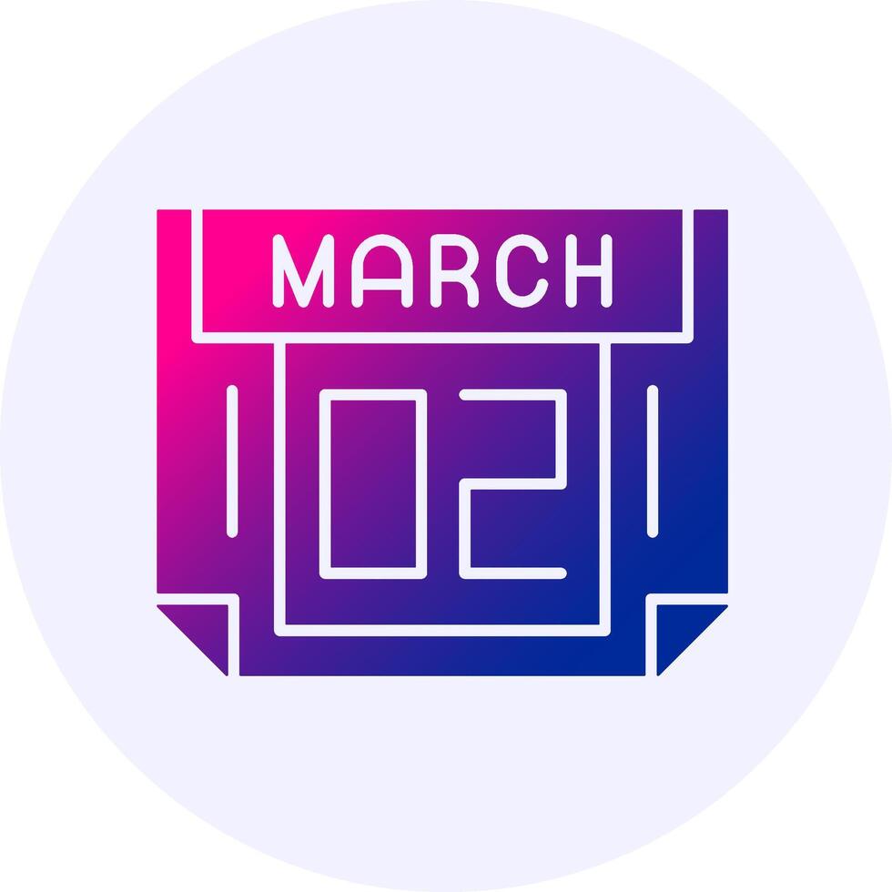 2 March Icon Minimal Gradient Style vector