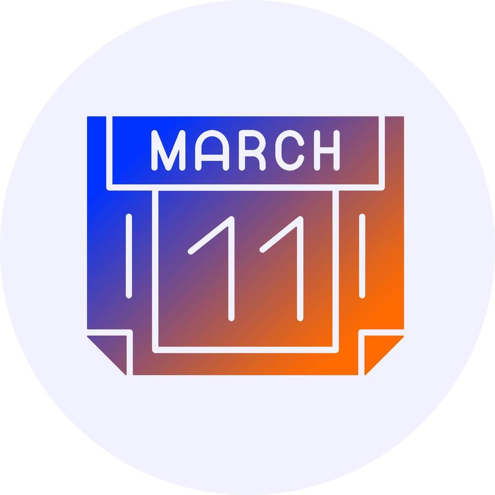 11 March Icon Minimal Gradient Style vector