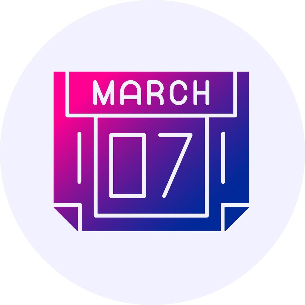 7 March Icon Minimal Gradient Style vector