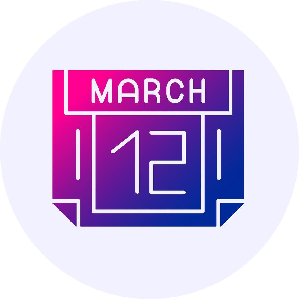 12 March Icon Minimal Gradient Style vector