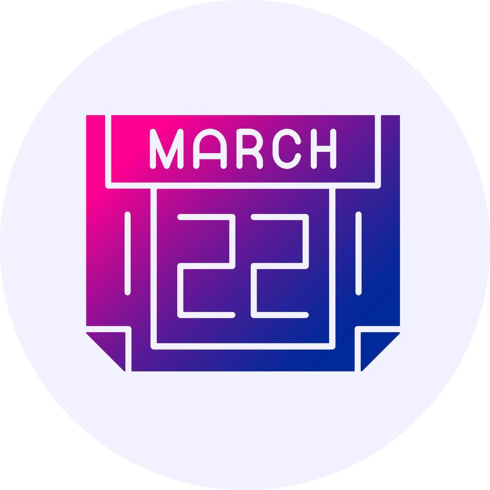22 March Icon Minimal Gradient Style vector