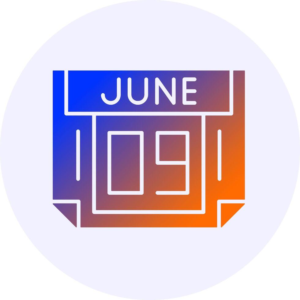 9 June Icon Minimal Gradient Style vector