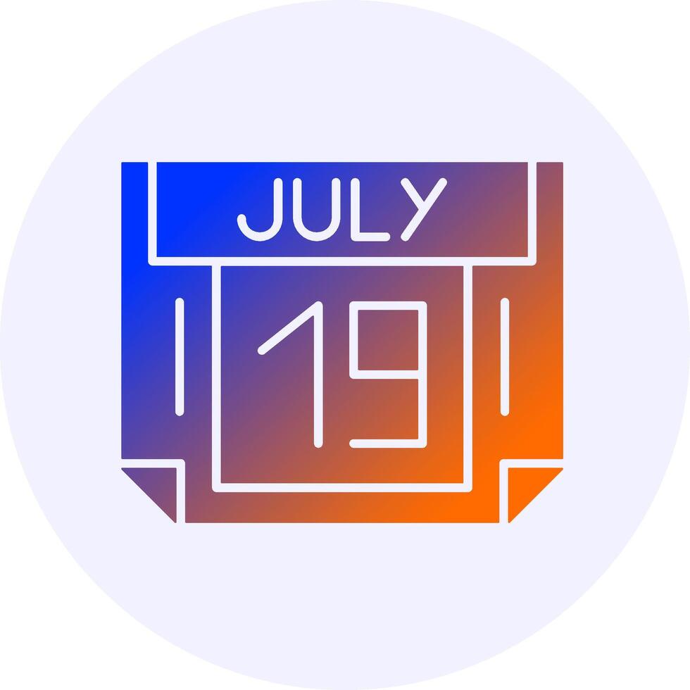 19 July Icon Minimal Gradient Style vector