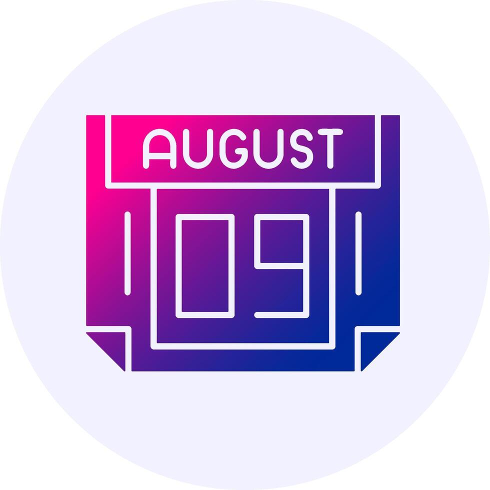 9 August Icon Minimal Gradient Style vector