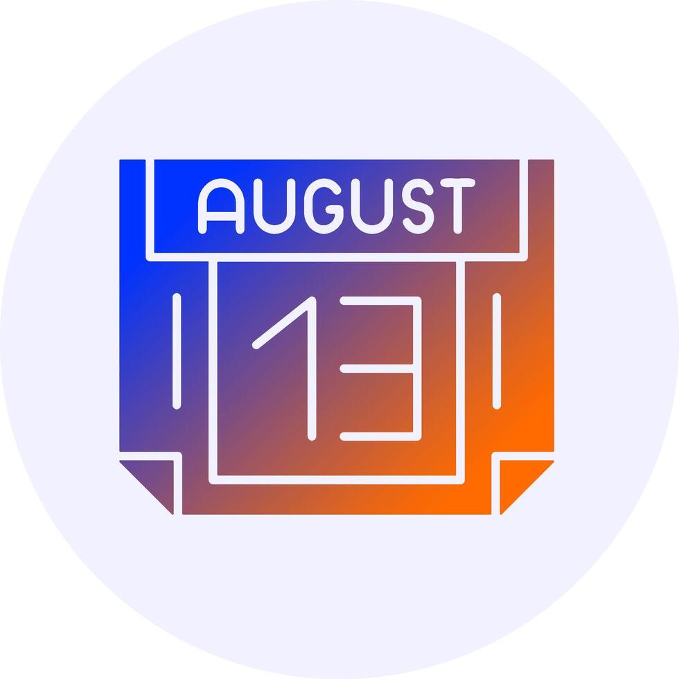 13 August Icon Minimal Gradient Style vector
