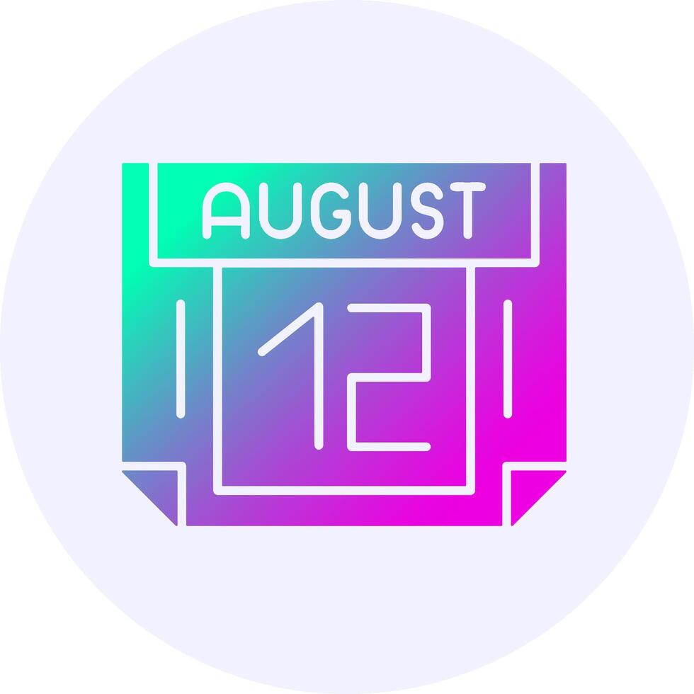 12 August Icon Minimal Gradient Style vector