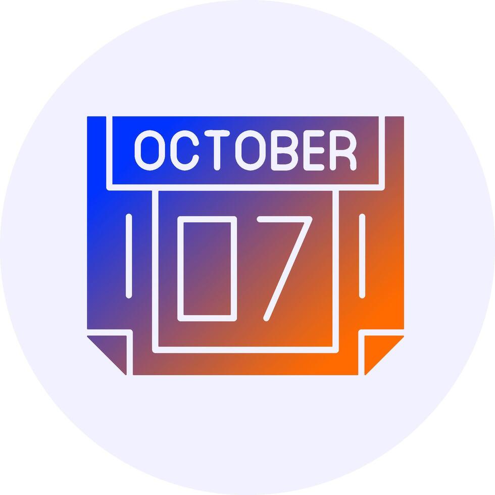 7 October Icon Minimal Gradient Style vector