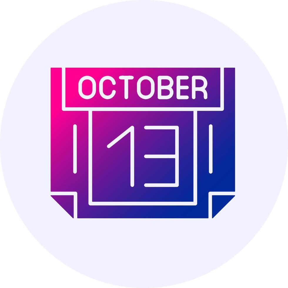 13 October Icon Minimal Gradient Style vector