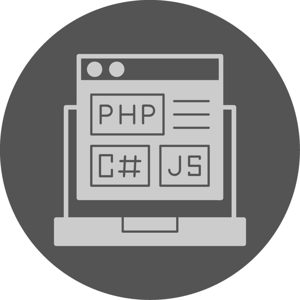 Coding Language Solid Grey Minimal Circle Icon vector