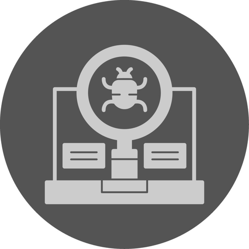 Search Bug Solid Grey Minimal Circle Icon vector