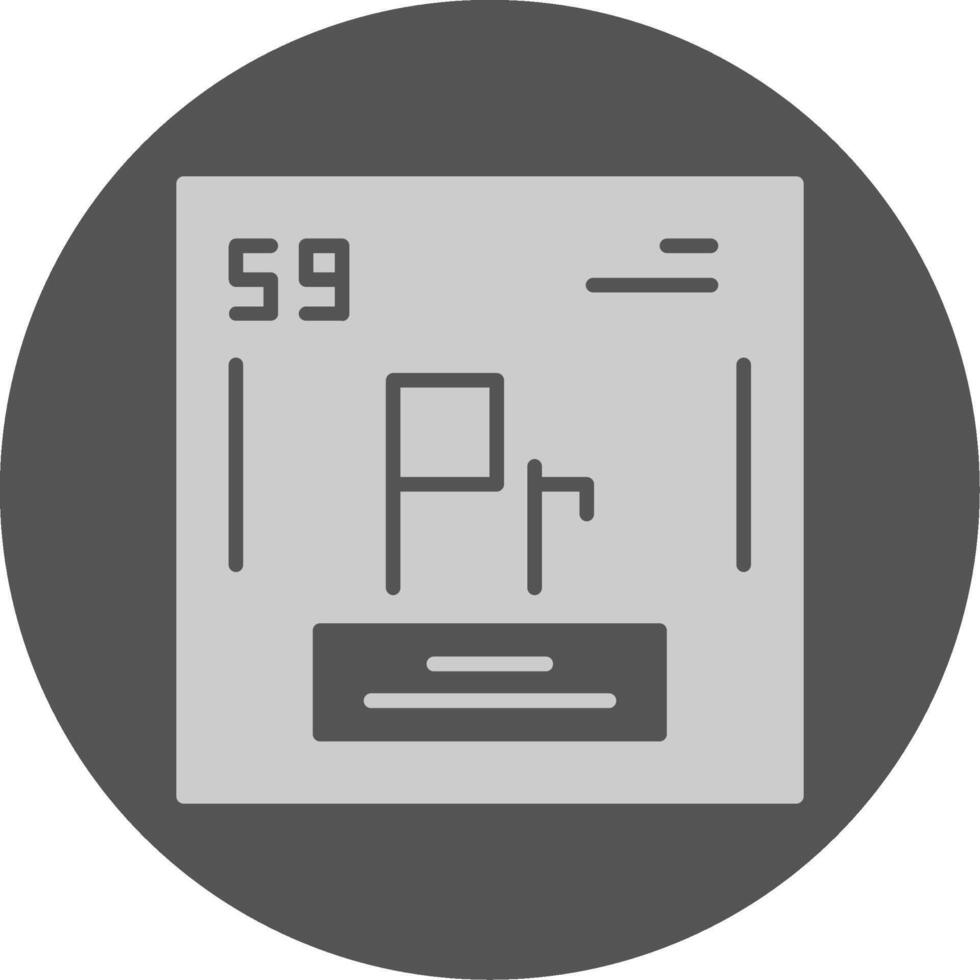 Praseodymium Chemical Solid Grey Circle Icon vector