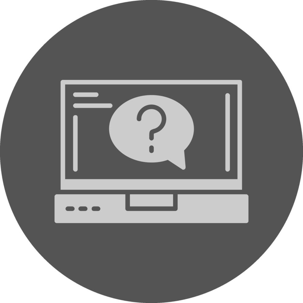 Question Laptop Interface Solid Grey Circle Icon vector