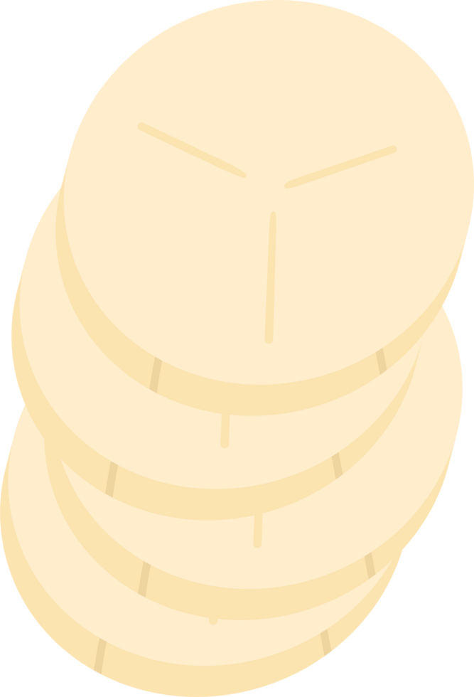 Stack of sliced bananas in a bright, playful style graphic illustration png