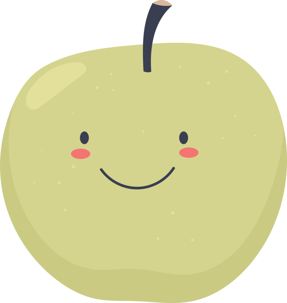 Smiling Pear, happy fruit with a minimalist style and cute expression. png