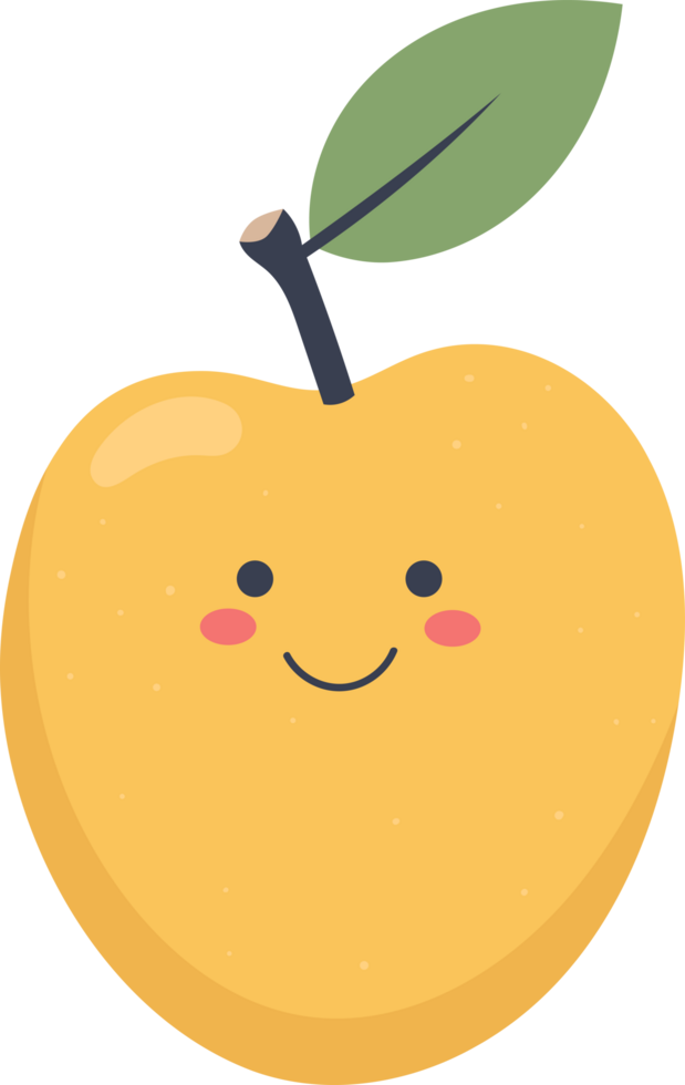 A smiling Asian pear with a leaf makes a cute fruit cartoon character. png