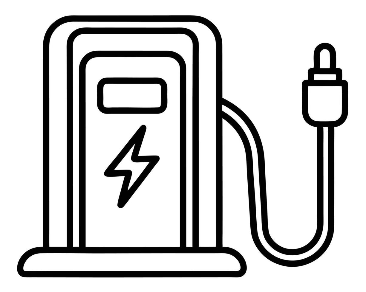 Electric Vehicle Charging Station Icon with Cable and Plug Design vector