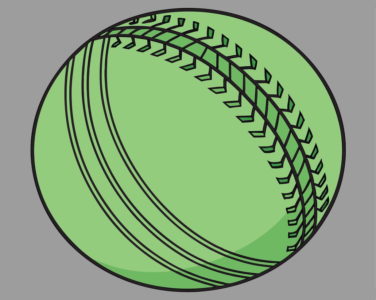 Green cricket ball with raised seam on a gray background vector
