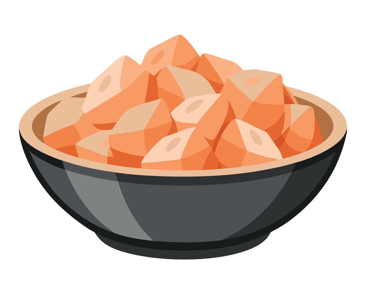 Bowl of Diced Peaches Simple Illustration of Fruit Dessert vector