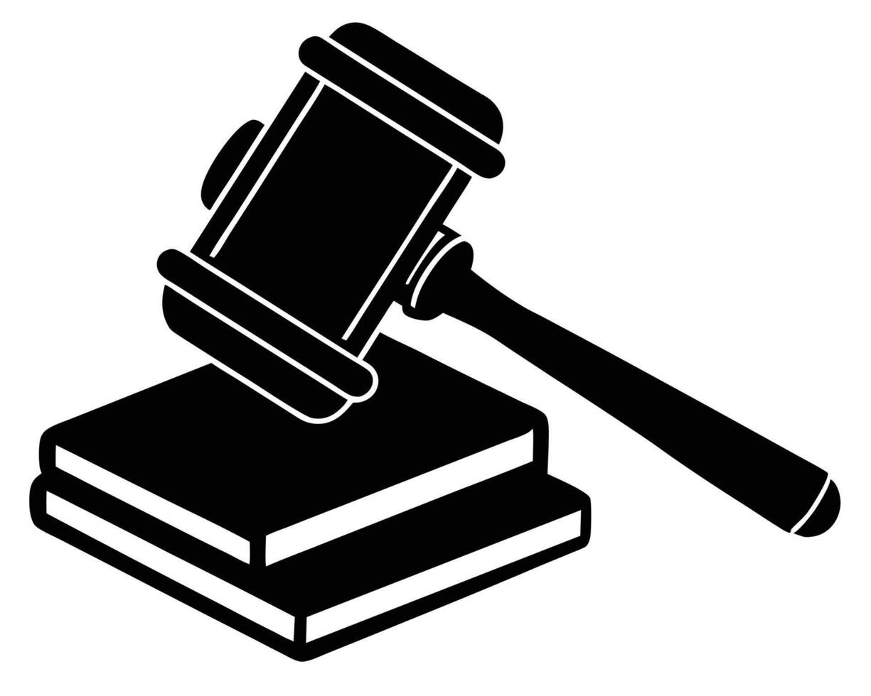 Black and White Gavel on Block Illustration for Legal or Justice Concepts vector