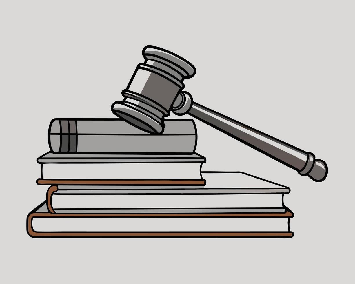 Gavel Resting on Stack of Books Depicting Law and Justice vector
