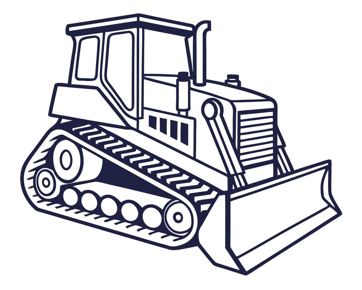 Line Art Illustration of a Heavy Duty Bulldozer Construction Vehicle vector
