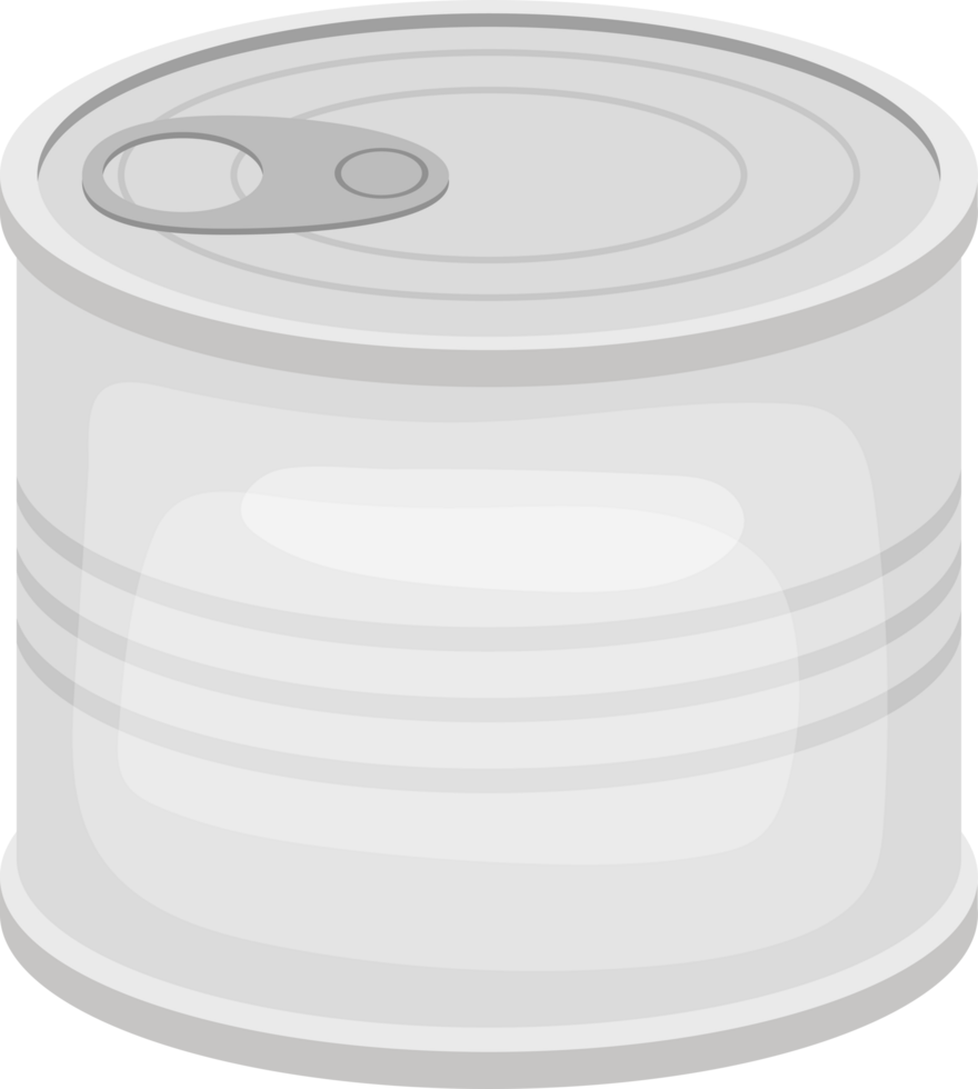 A sealed metal container with a pull tab, typically used for food preservation. png