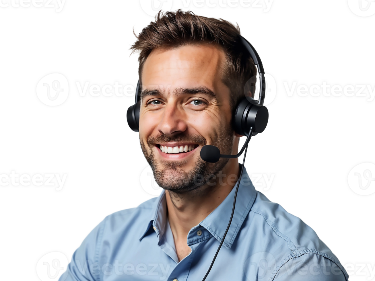 A smiling man wearing a headset png