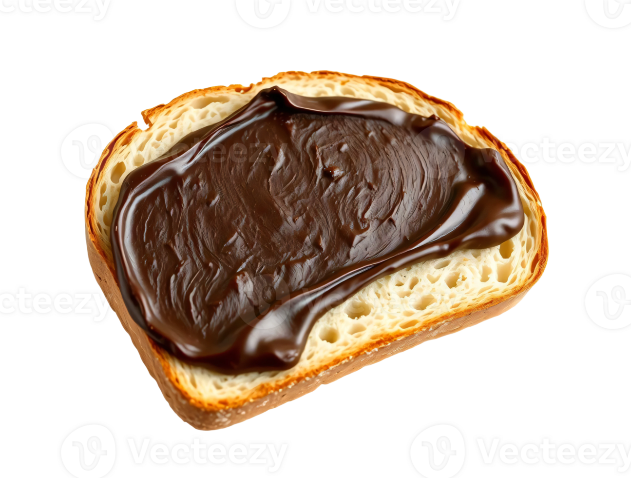 A piece of bread with chocolate spread on it png