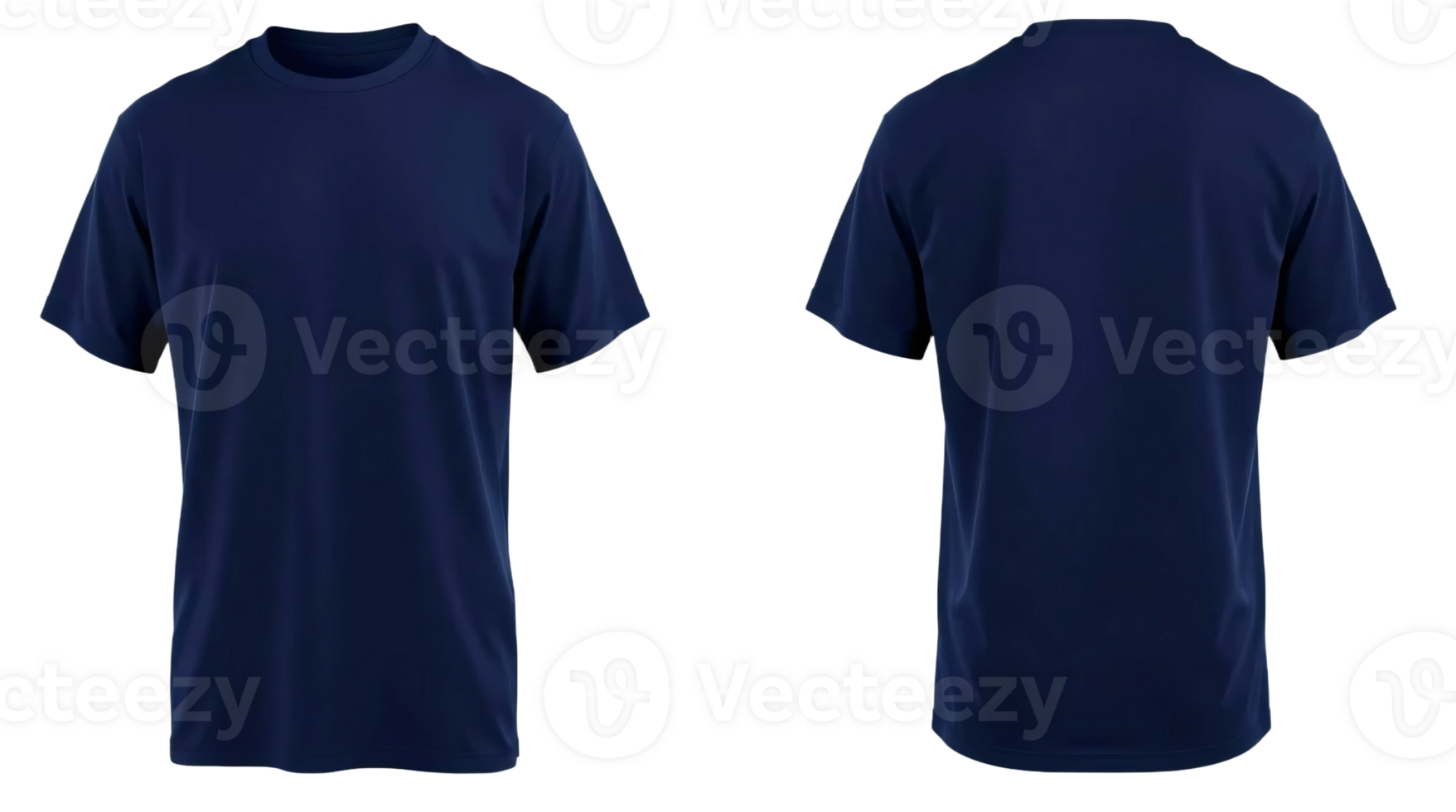 Two navy t - shirts, one front and back png