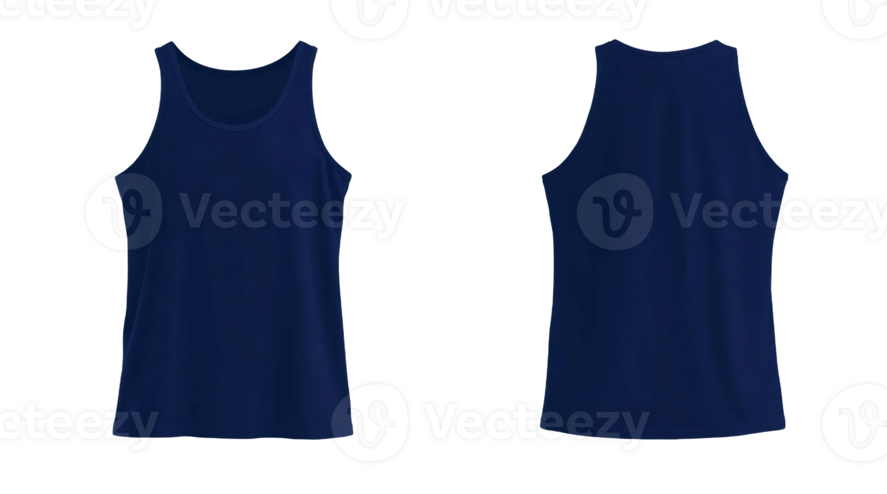 Two navy tank tops, one front and back png
