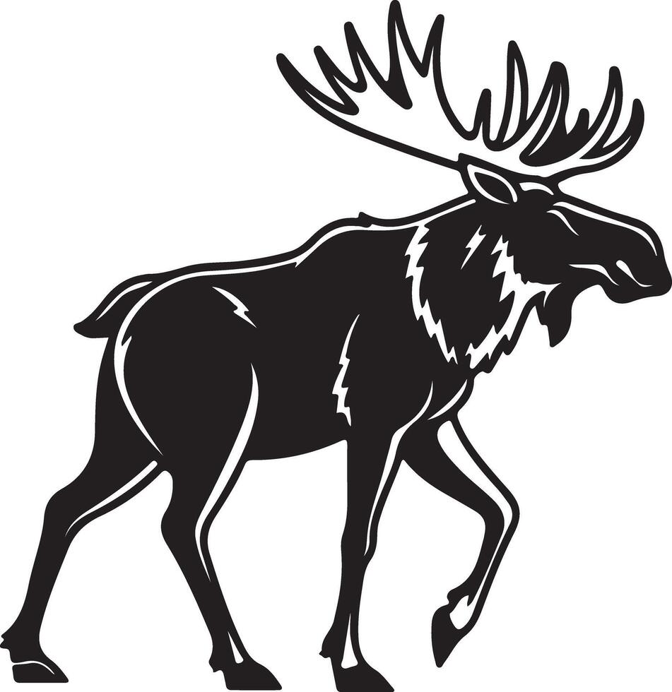 Majestic Moose Strolling Through the Wilderness A Powerful Black and White Illustration of a North American Icon vector