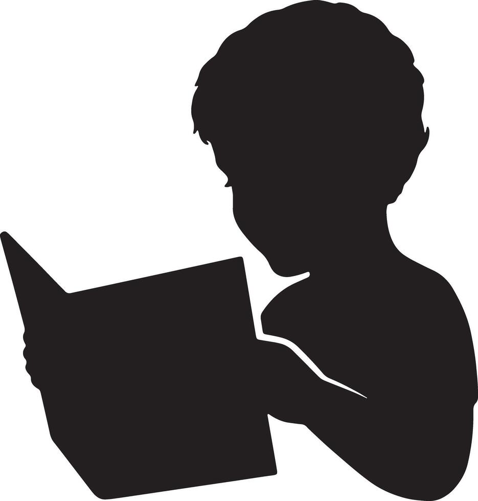 Serene Child Immersed in Book Reading, Silhouette, Peaceful Atmosphere, Quiet Time, Enjoying Story - Professional digital artwork with vibrant colors and detailed composition vector