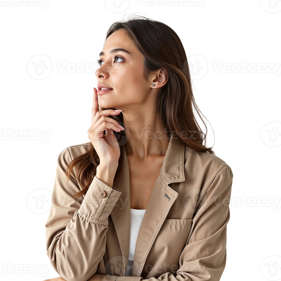 Woman thinking about something png