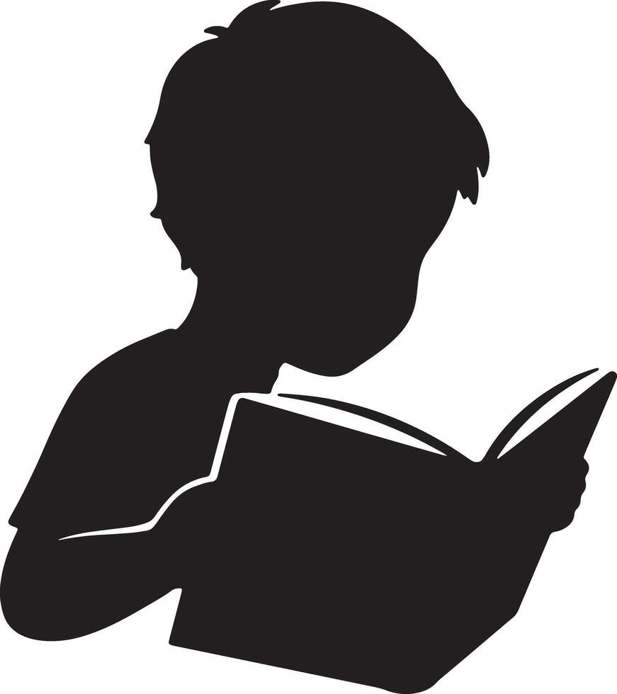 Serene Immersed in Reading a Book, Silhouette Illustration, Peaceful Atmosphere, Educational Concept - Professional digital artwork with vibrant colors and detailed composition vector