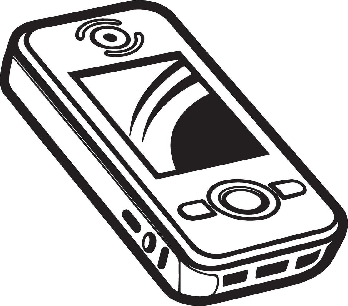 Sleek Black and White Mobile Phone Illustration A Stylish Device Displaying a Modern Interface - Professional digital artwork with vibrant colors and detailed composition vector