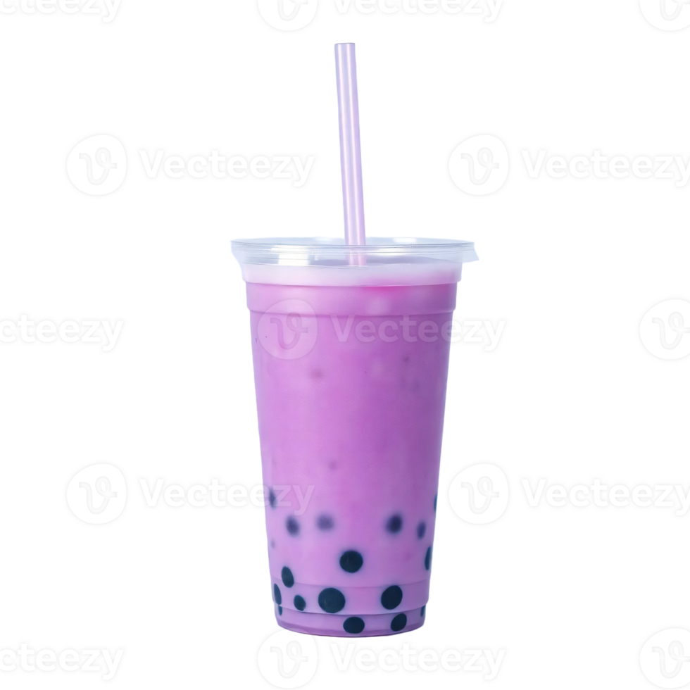A purple bubble tea with black polka dots png