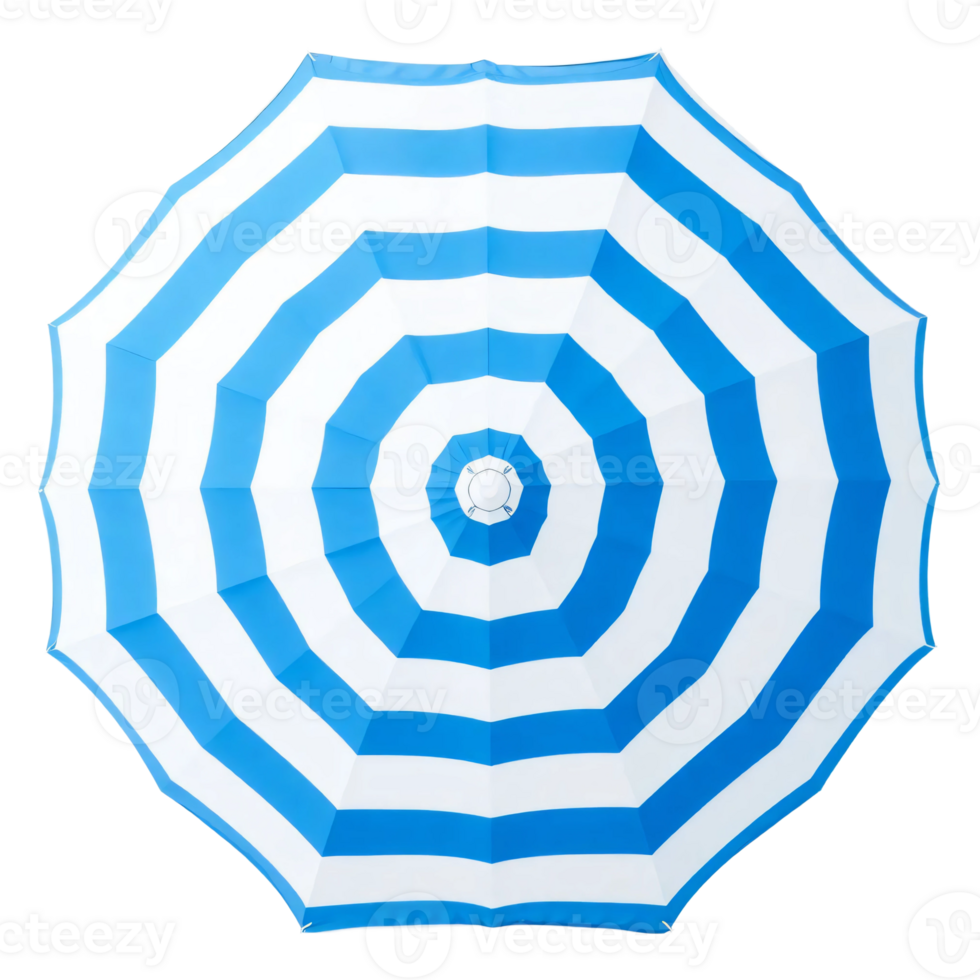 A blue and white striped umbrella with a white handle png