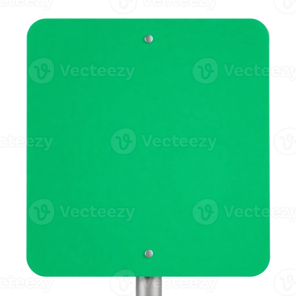 A green traffic sign on a metal pole png