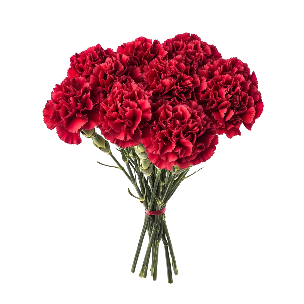 Bouquet of red carnation flowers isolated on transparent background png