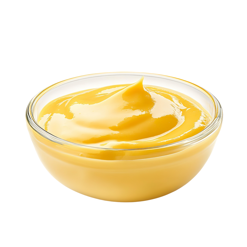 Cheese sauce in the glass bowl isolated on transparent background png
