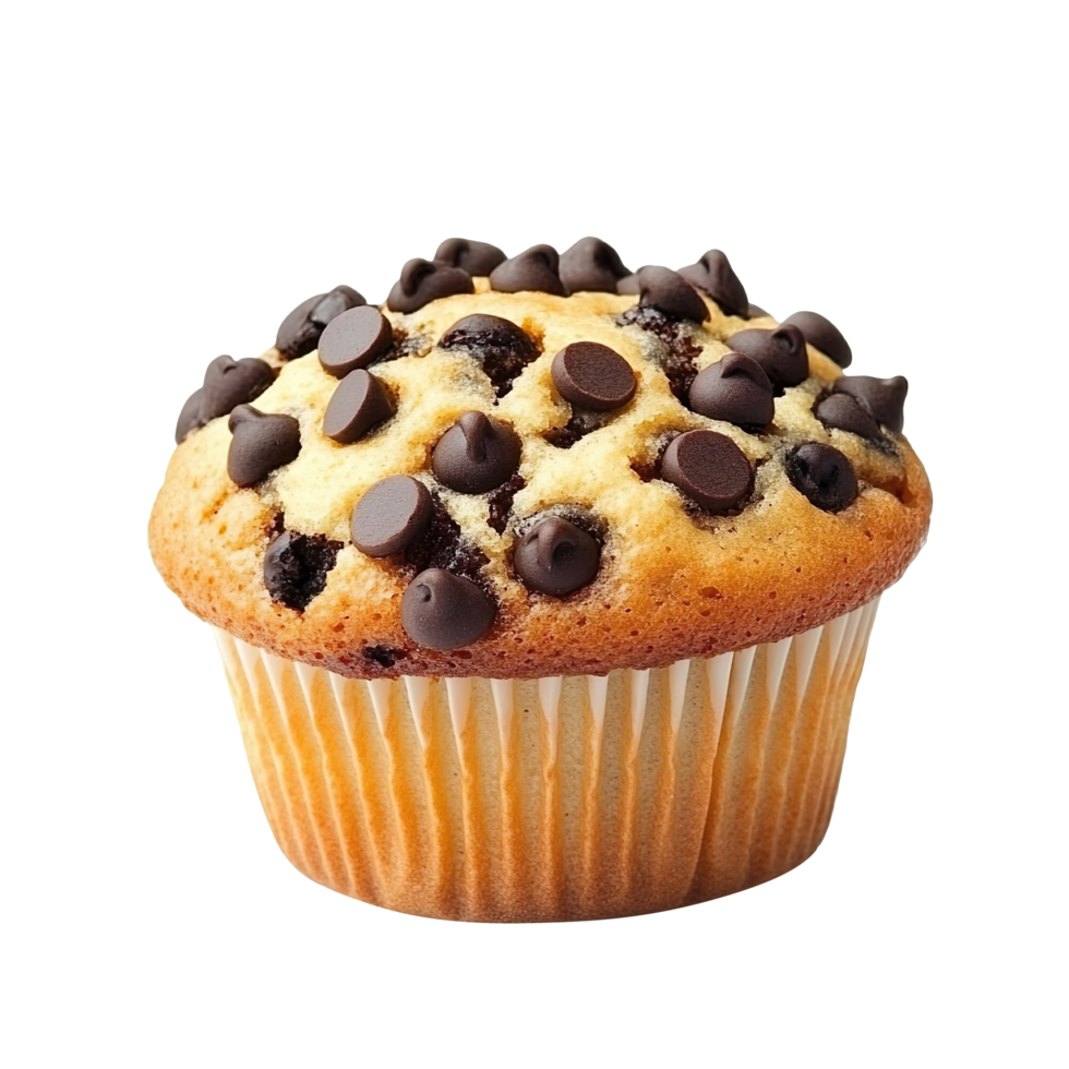 Chocolate chip muffin isolated on transparent background png