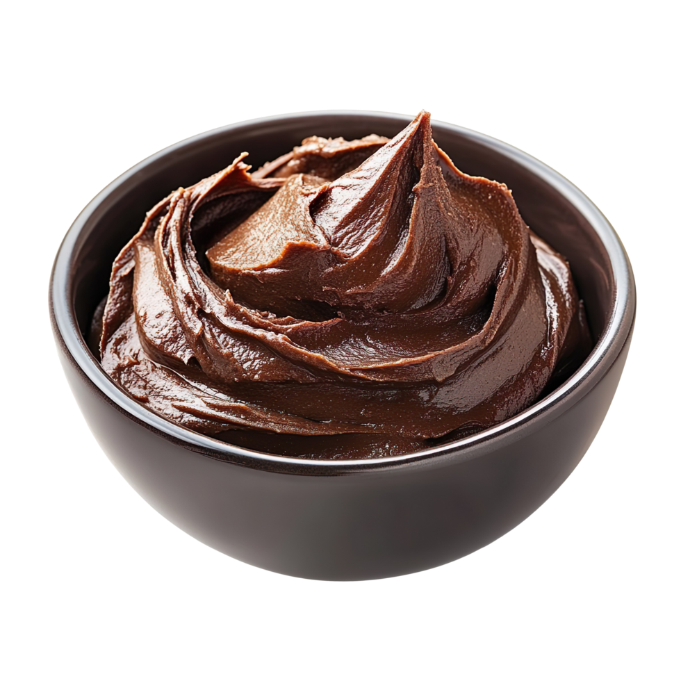 Bowl of chocolate paste isolated on transparent background png