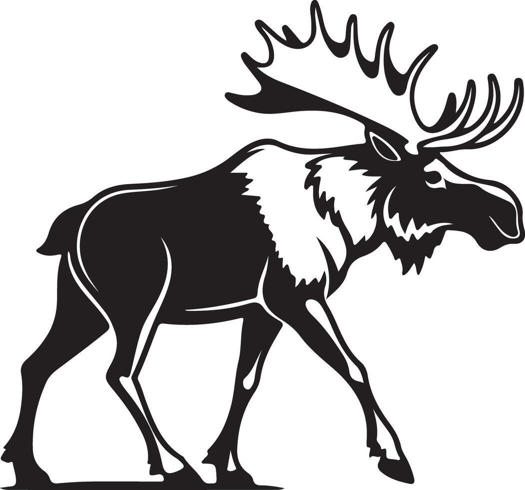 Majestic Moose Strolling Through the Wilderness A Striking Black and White Illustration of a Wild Animal in its Natural Habitat vector