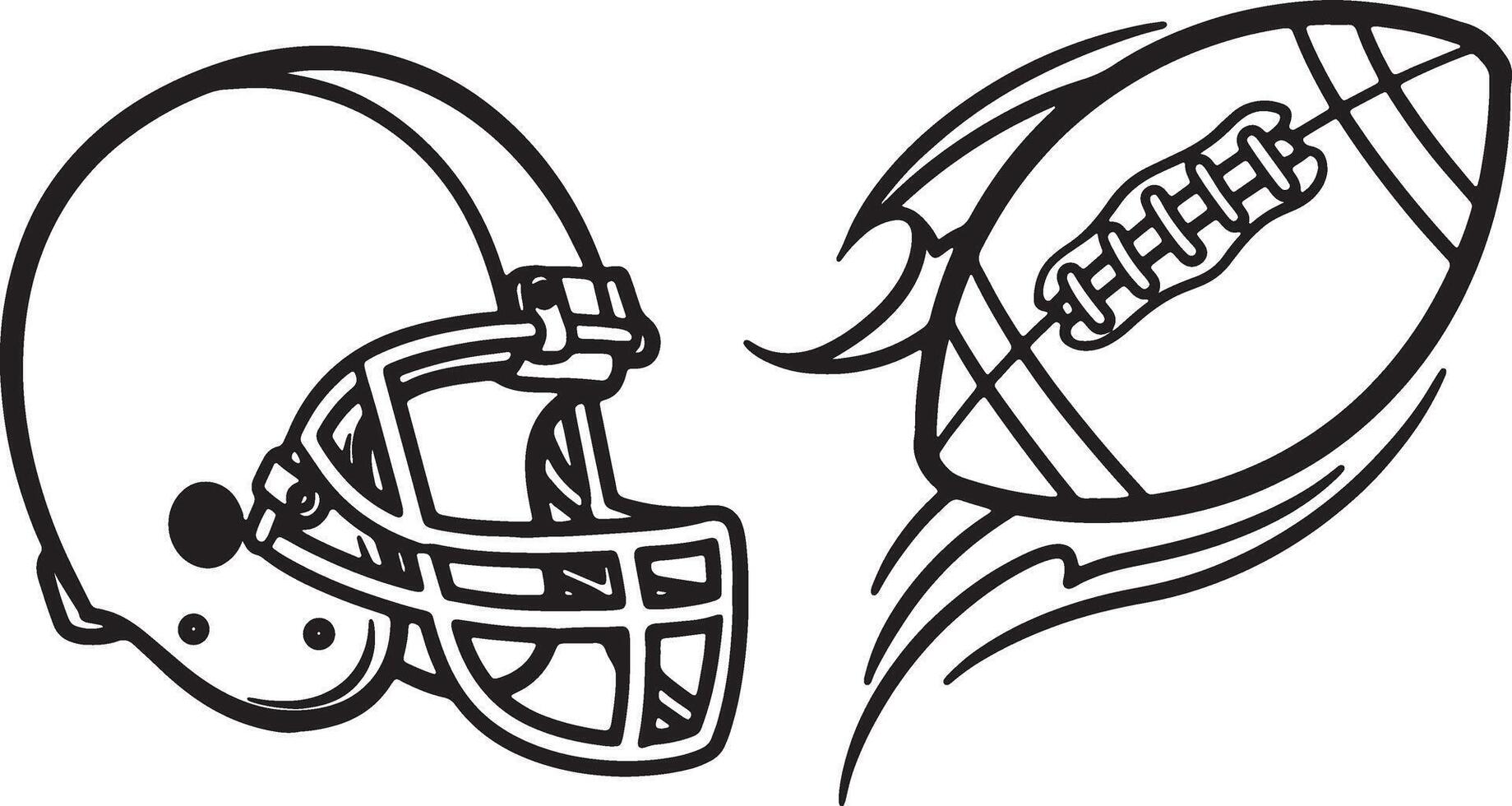 Dynamic American Football Helmet and Ball Graphic Design, Illustrating Intense Action and Gridiron Excitement - Professional digital artwork with vibrant colors and detailed composition vector