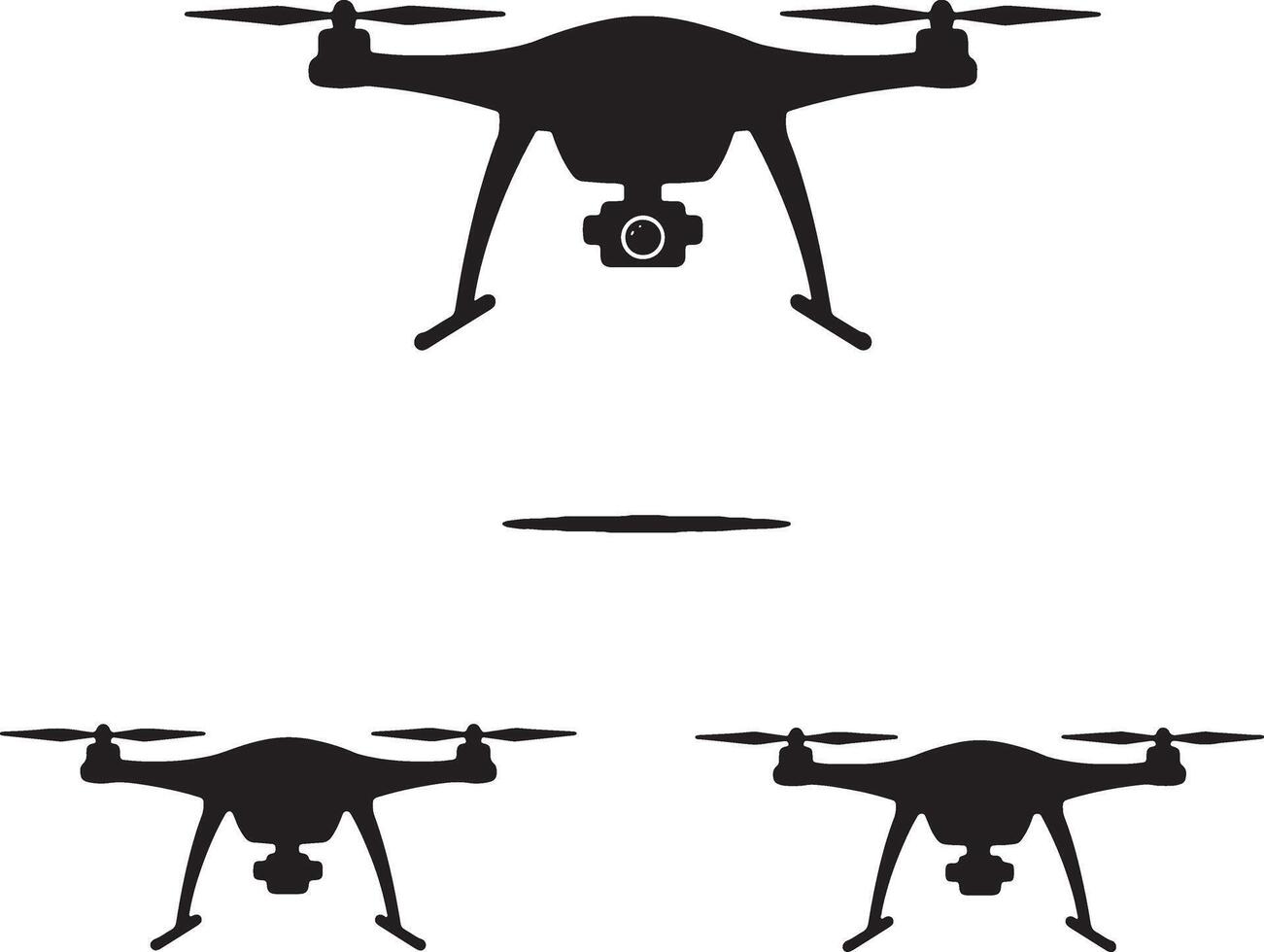 Three Silhouettes of Drones Hovering, Aerial Photography, Dramatic Black and White Image - Professional digital artwork with vibrant colors and detailed composition vector