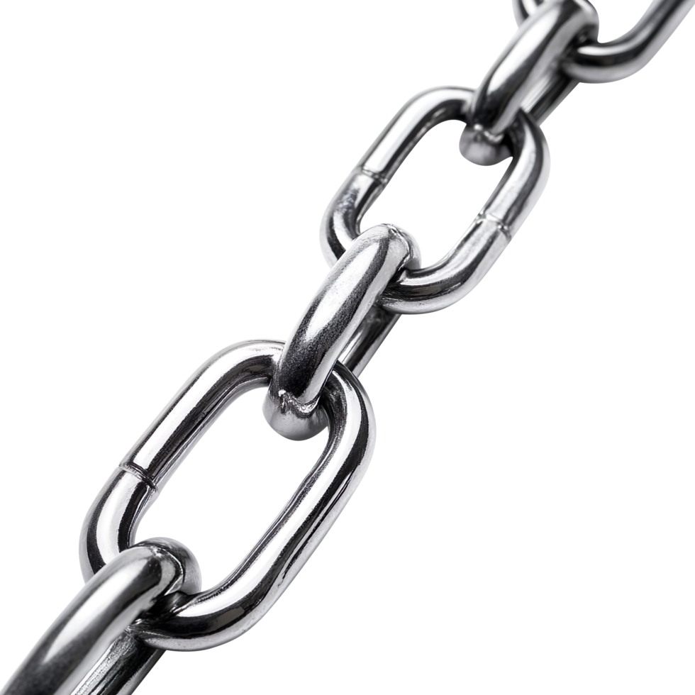 Close-up Silver Chain Links isolated on transparent background png