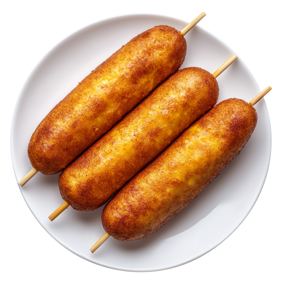 Delicious Corn Dogs Plate isolated on transparent background png