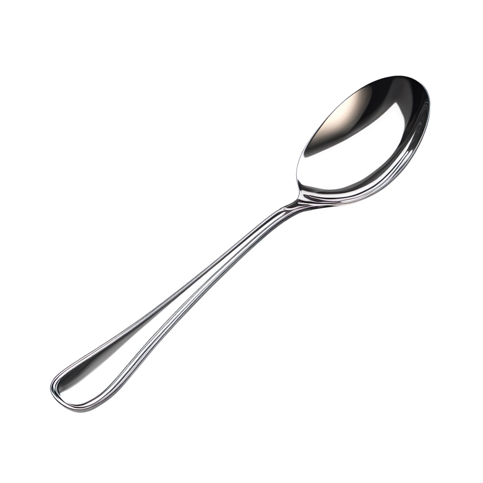 Empty steel table spoon isolated on transparent background png